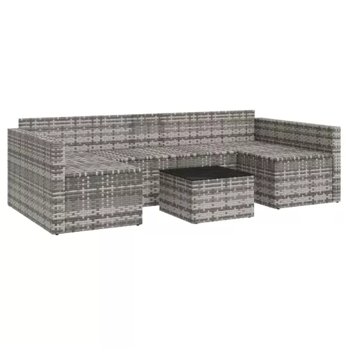  2 részes szürke polyrattan kerti ülőgarnitúra párnákkal