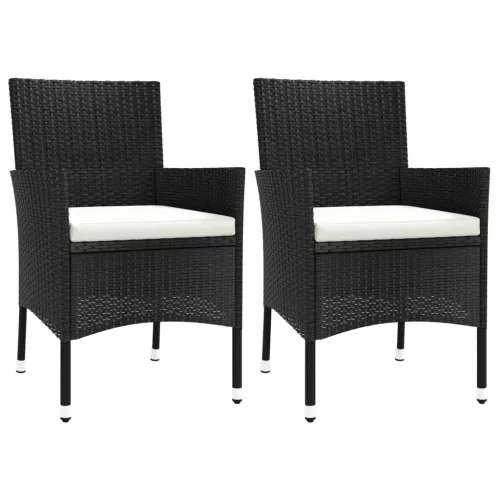 2 db fekete polyrattan kerti szék párnákkal (csak Egyesült Királyság/Írország/FI/NO)