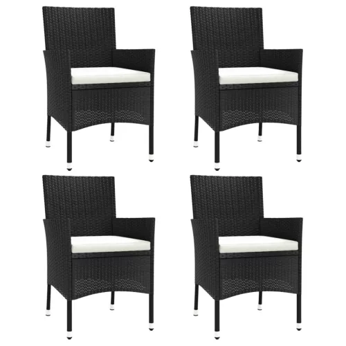  4 db fekete polyrattan kerti szék párnákkal (csak Egyesült Királyság/Írország/FI/NO)