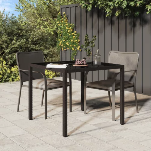  Kert étkezőasztal barna 90x90x75 cm polirattan