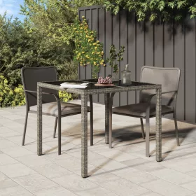  Kerti Étkezőasztal Szürke 90x90x75 cm Polirattan