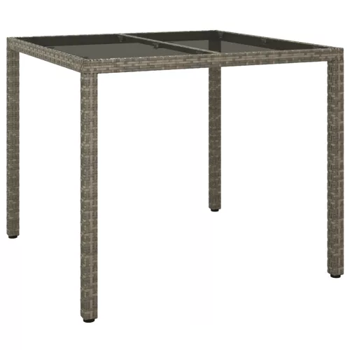  Kerti Étkezőasztal Szürke 90x90x75 cm Polirattan