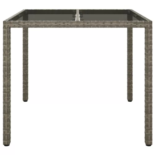  Kerti Étkezőasztal Szürke 90x90x75 cm Polirattan