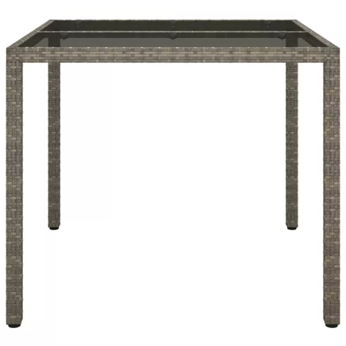  Kerti Étkezőasztal Szürke 90x90x75 cm Polirattan