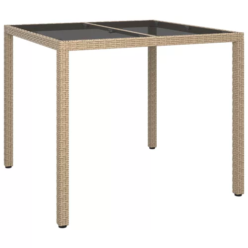  Kerti Étkezőasztal Bézs 90x90x75 cm Polirattan