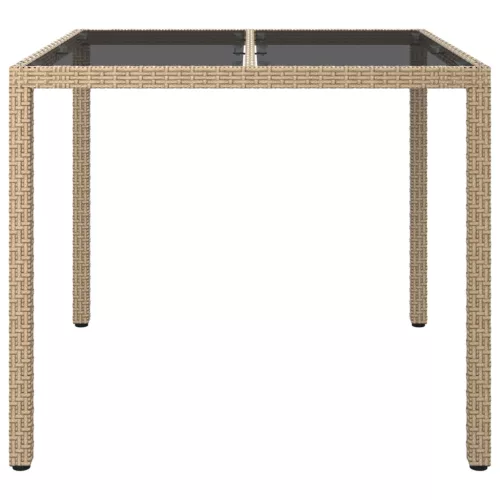  Kerti Étkezőasztal Bézs 90x90x75 cm Polirattan