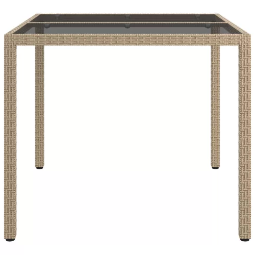  Kerti Étkezőasztal Bézs 90x90x75 cm Polirattan