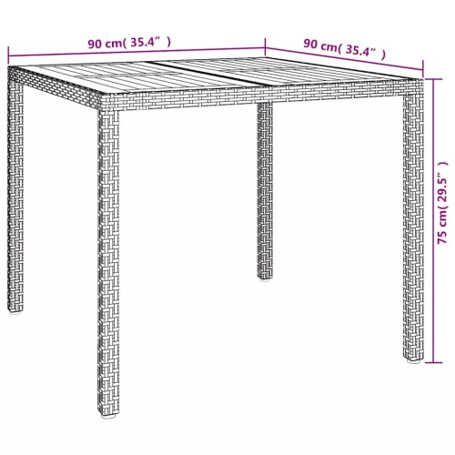  Kerti Asztal Fekete 90 x 90 x 75 cm polirattan