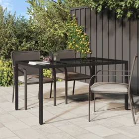  Kerti Étkezőasztal Fekete 150x90x75 cm Polirattan