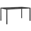  Kerti Étkezőasztal Fekete 150x90x75 cm Polirattan