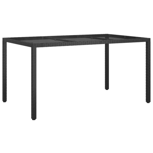 Kerti Étkezőasztal Fekete 150x90x75 cm Polirattan