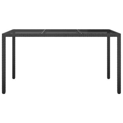  Kerti Étkezőasztal Fekete 150x90x75 cm Polirattan