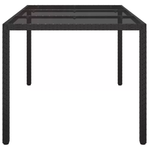 Kerti Étkezőasztal Fekete 150x90x75 cm Polirattan