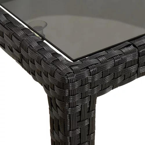  Kerti Étkezőasztal Fekete 150x90x75 cm Polirattan