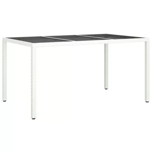  Kert Étkezőasztal Fehér 150x90x75 cm Polirattan