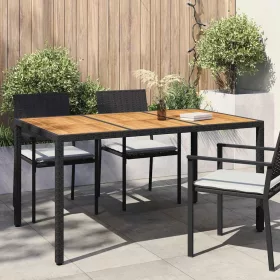 Kerti Asztal Fekete 150 x 90 x 75 cm polirattan