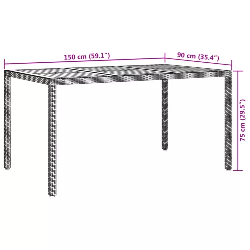  Szürke kerti étkezőasztal 150x90x75 cm Polirattan