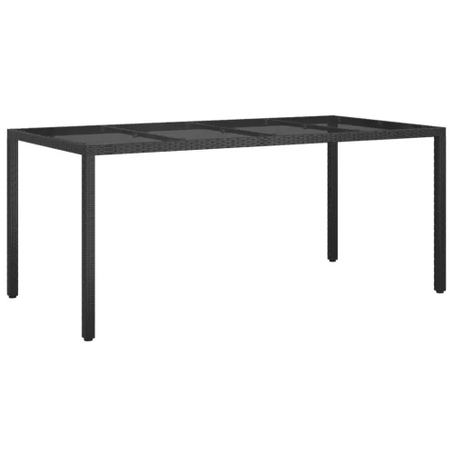  Kerti Étkezőasztal Fekete 190x90x75 cm Polirattan