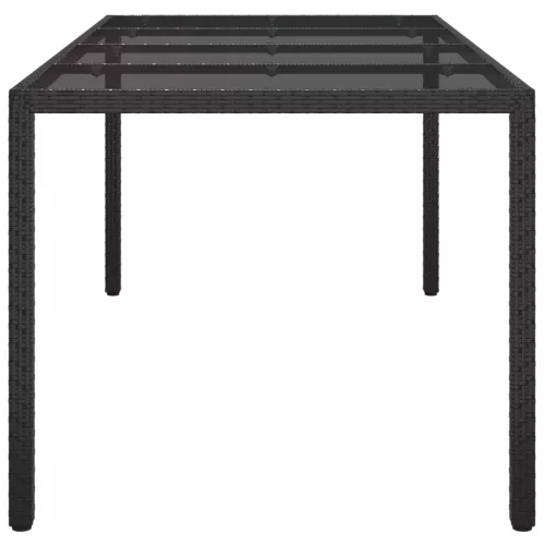  Kerti Étkezőasztal Fekete 190x90x75 cm Polirattan