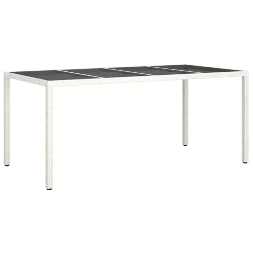  Kerti Étkezőasztal Fehér 190x90x75 cm Polirattan