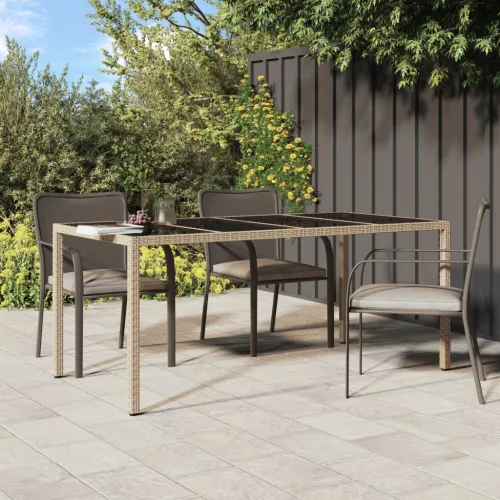  Kerti Étkezőasztal Bézs 190x90x75 cm Polirattan