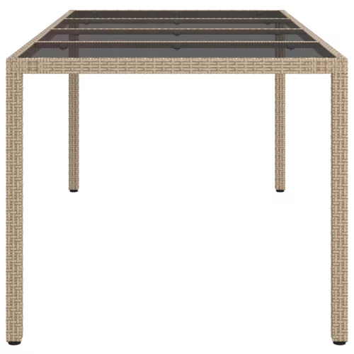 Kerti Étkezőasztal Bézs 190x90x75 cm Polirattan