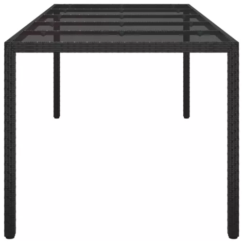  Kerti Étkezőasztal Fekete 250x100x75 cm Poli Rattan