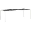  fehér polyrattan és edzett üveg kerti asztal 250 x 100 x 75 cm