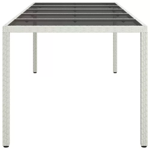  fehér polyrattan és edzett üveg kerti asztal 250 x 100 x 75 cm