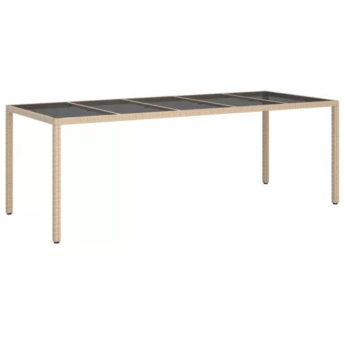 Kerti Étkezőasztal Bézs 250x100x75 cm Polirattan
