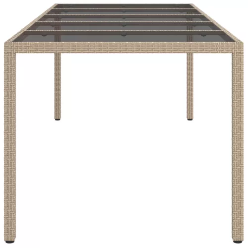  Kerti Étkezőasztal Bézs 250x100x75 cm Polirattan