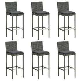  6 db szürke polyrattan bárszék párnákkal