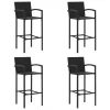 4 db fekete polyrattan bárszék