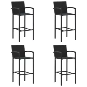  4 db fekete polyrattan bárszék