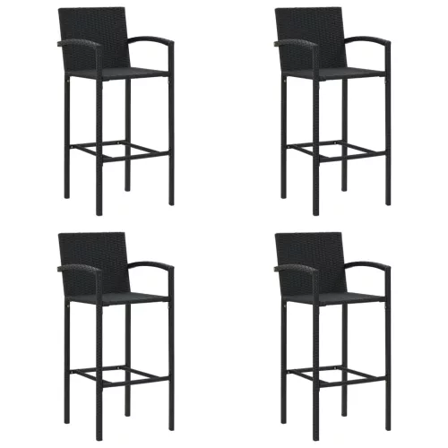  4 db fekete polyrattan bárszék