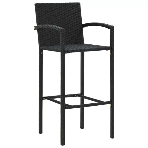  4 db fekete polyrattan bárszék