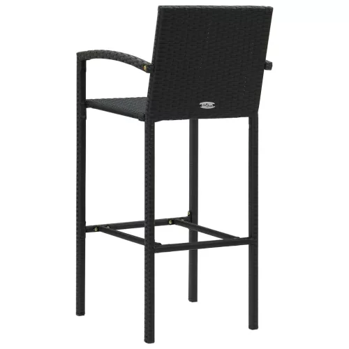  4 db fekete polyrattan bárszék