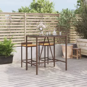  barna polyrattan üveglapos bárasztal 110 x 70 x 110 cm