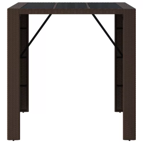  barna polyrattan kerti asztal üveglappal 105 x 80 x 110 cm