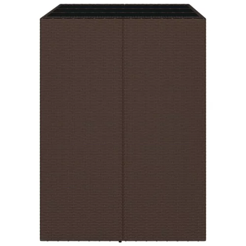  barna polyrattan kerti asztal üveglappal 105 x 80 x 110 cm