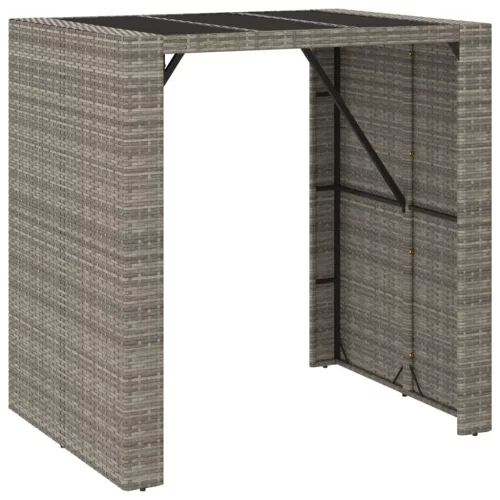  szürke polyrattan üveglapos kerti asztal 105 x 80 x 110 cm