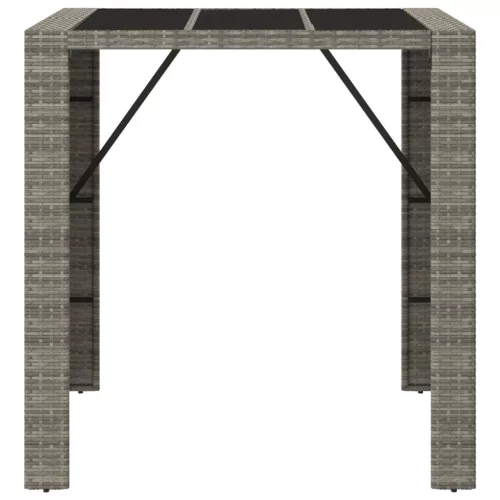  szürke polyrattan üveglapos kerti asztal 105 x 80 x 110 cm