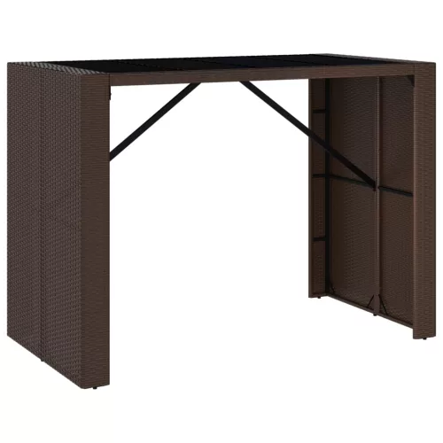  barna polyrattan kerti asztal üveglappal 145 x 80 x 110 cm