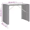  barna polyrattan kerti asztal üveglappal 145 x 80 x 110 cm