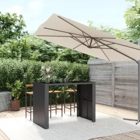  fekete polyrattan üveglapos bárasztal 145 x 80 x 110 cm