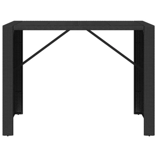  fekete polyrattan üveglapos bárasztal 145 x 80 x 110 cm