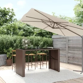  barna polyrattan kerti asztal üveglappal 185 x 80 x 110 cm