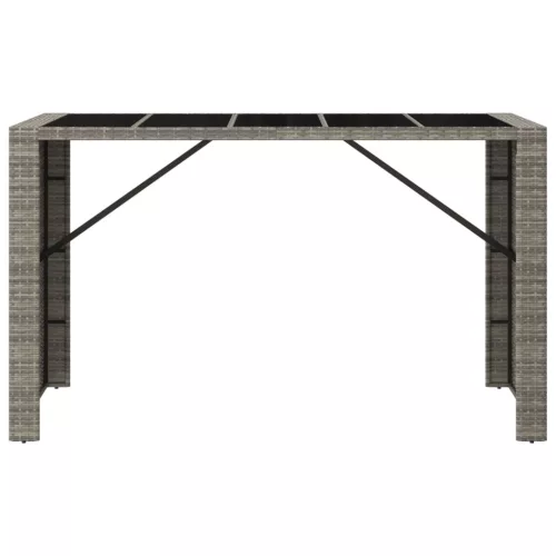  szürke polyrattan üveglapos kerti asztal 185 x 80 x 110 cm