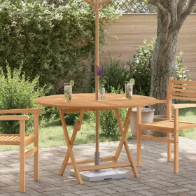  tömör tíkfa összecsukható kerti asztal Ø 110 x 75 cm