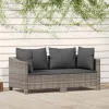  2 részes szürke polyrattan kerti ülőgarnitúra párnákkal